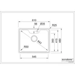 Eurodomo Einbauspüle Bell 61 Cm Edelstahl Glatt -Familie Produkt Geschäft 010550550 bell 60 skizze 5