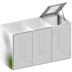 Mülltonnenbox System Binto Edelstahl 3er Box Mit Edelstahl-Deckel