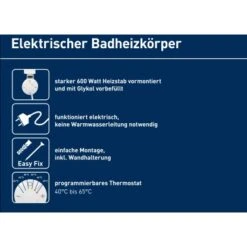 Elektrischer Badheizkörper Wuppertal Mit Programmierbarem Thermostat 600 W -Familie Produkt Geschäft 4007871151554 A02 010819