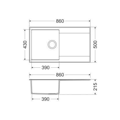Miló Einbauspüle Granitverbundstoff Palladio 86 Schwarz 4 Miló Einbauspüle Granitverbundstoff Palladio 86 Schwarz – Bild 2